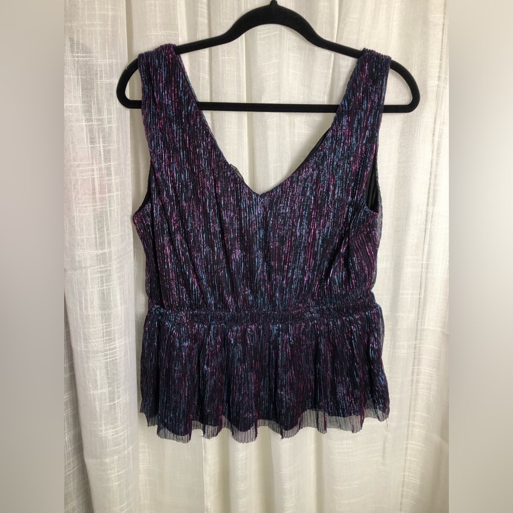 VENUS Shimmering Black and Purple Sleeveless Blouse NWOT size Large - Picture 12 of 12